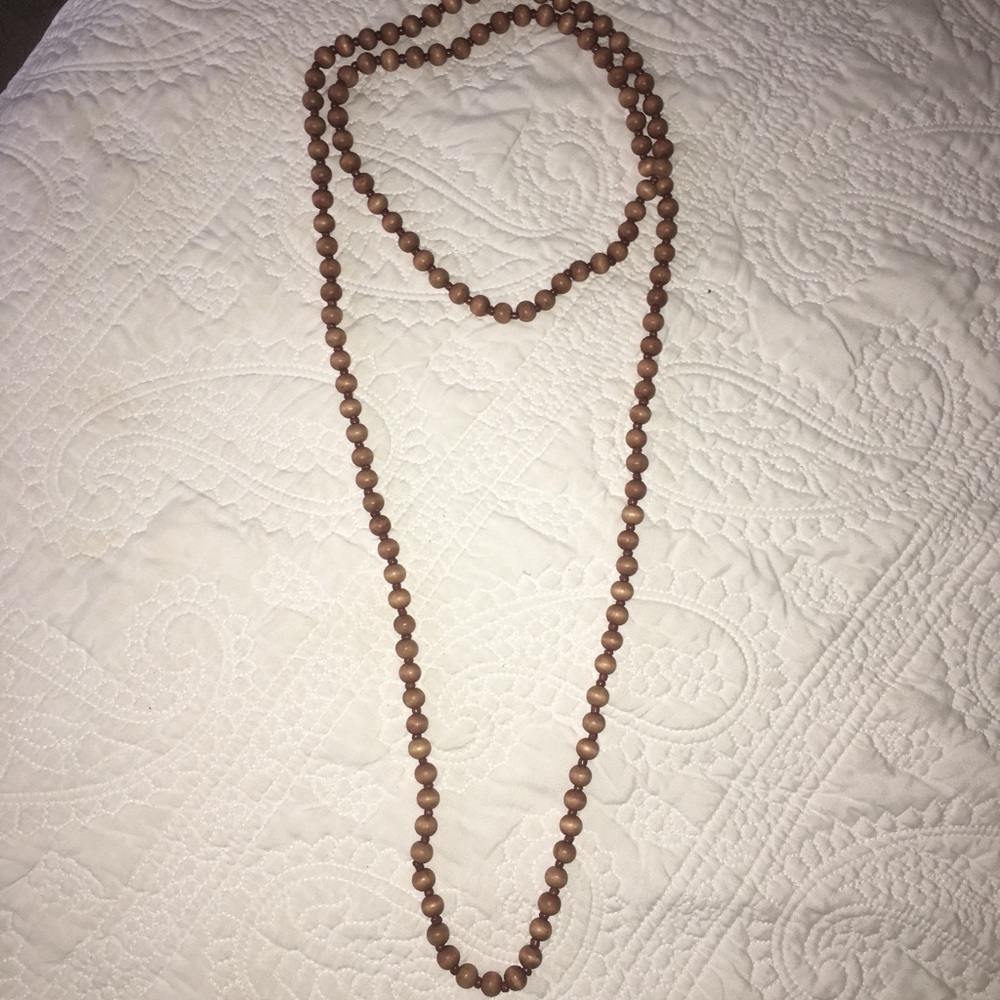 Brown Beaded Wrap Necklace